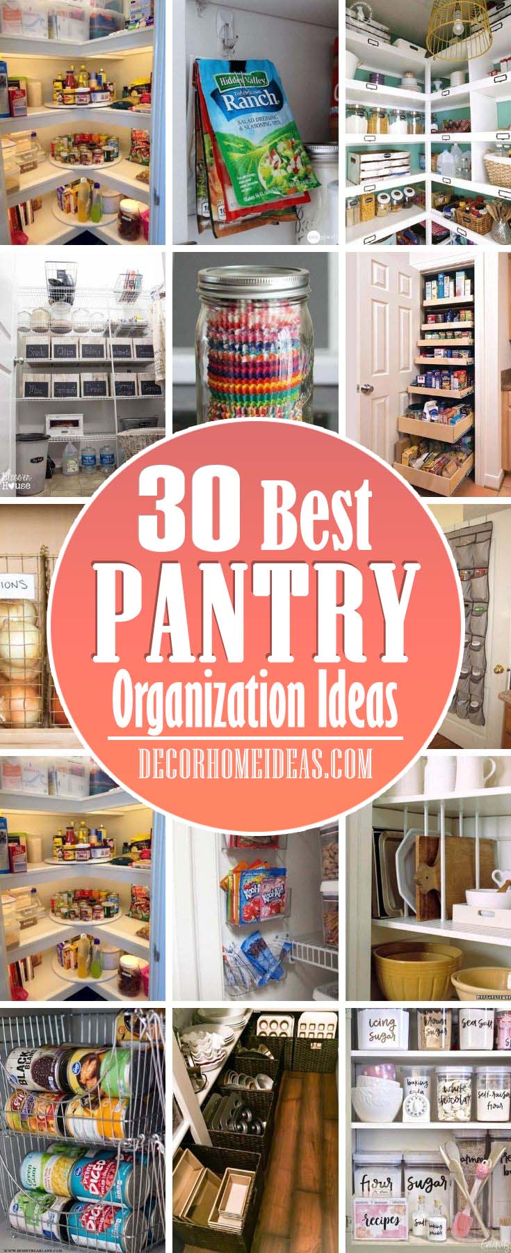 Best Pantry Organization Ideas. These best kitchen pantry organization ideas are so cool. Get inspired with these perfectly organized kitchen pantry ideas, using baskets, bins, racks, and more! #decorhomeideas