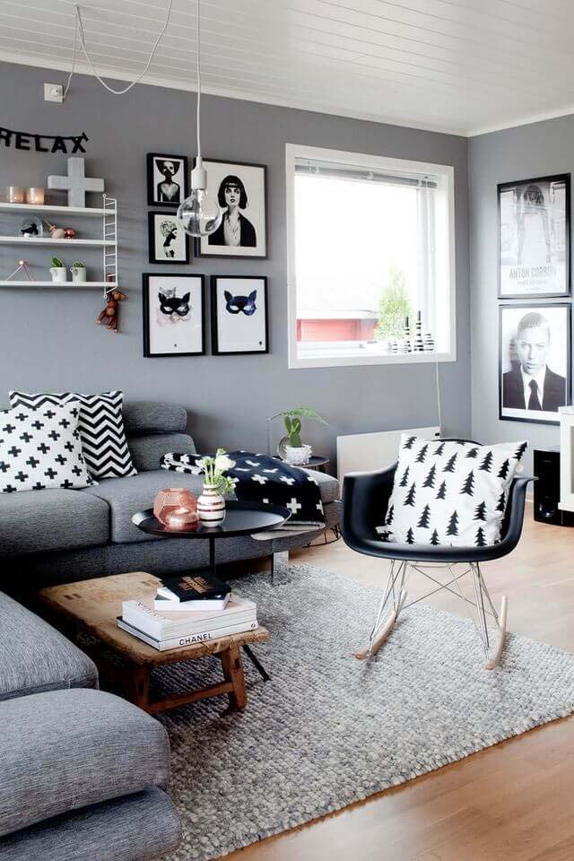 Black, White, and Gray Arrangement #livingroom #design #decorhomeideas