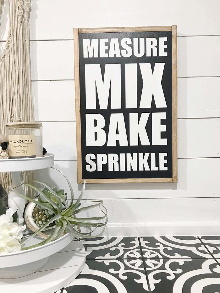 Bold Lettered Kitchen Sign about Baking #farmhouse #sign #decorhomeideas