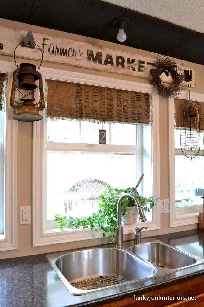 Burlap Coffee Bean Sack Window Shades #diy #window #treatment #decorhomeideas