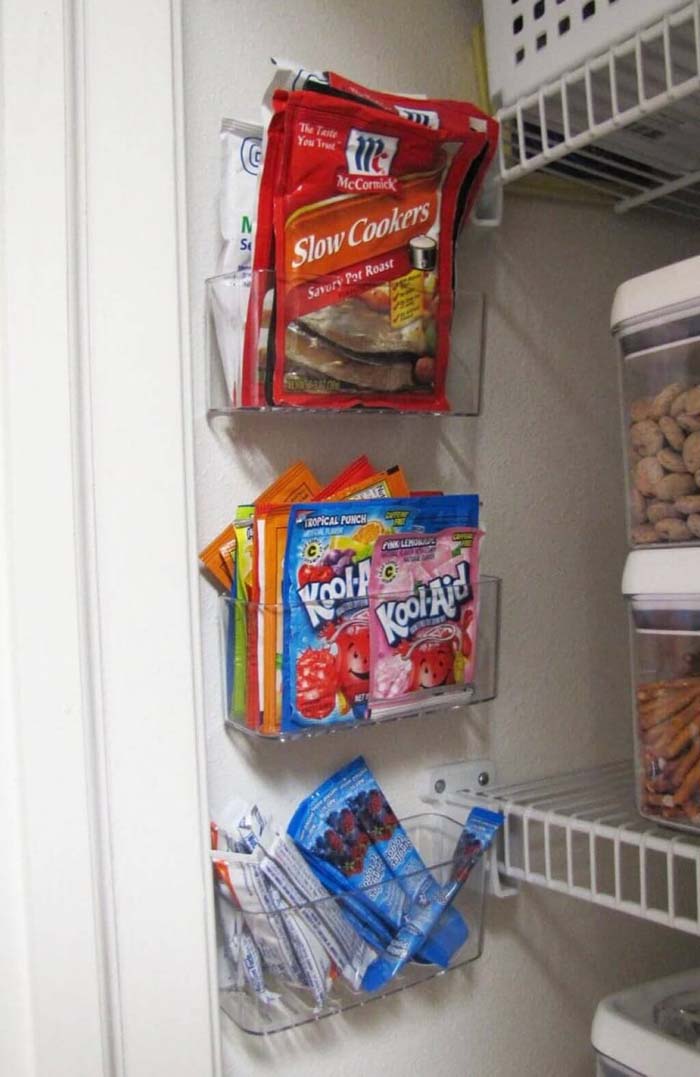 Clear Plastic Holders for Packets #pantry #storage #organization #decorhomeideas