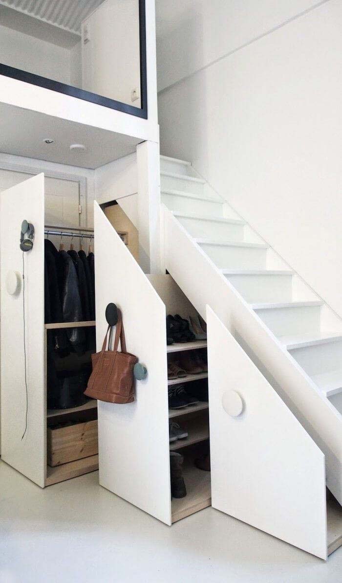 Clothing Closet Beneath a Stairway #hideaway #projects #decorhomeideas