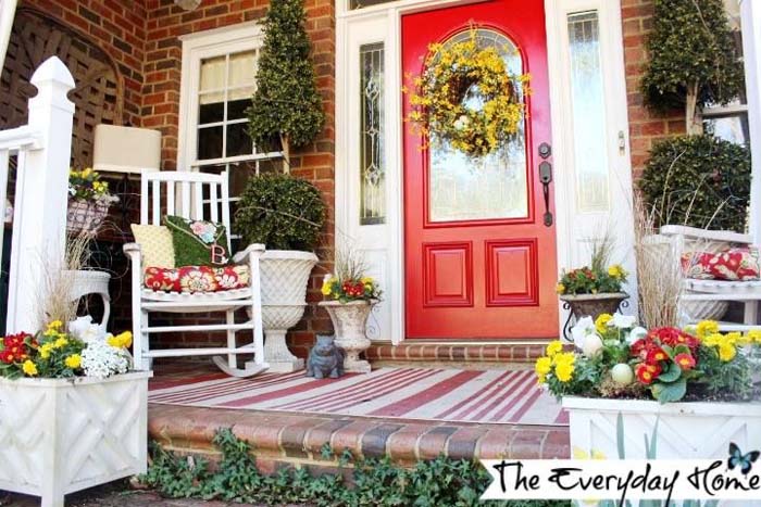 Colorful Spring Porch Idea #porch #decorartion #decorhomeideas