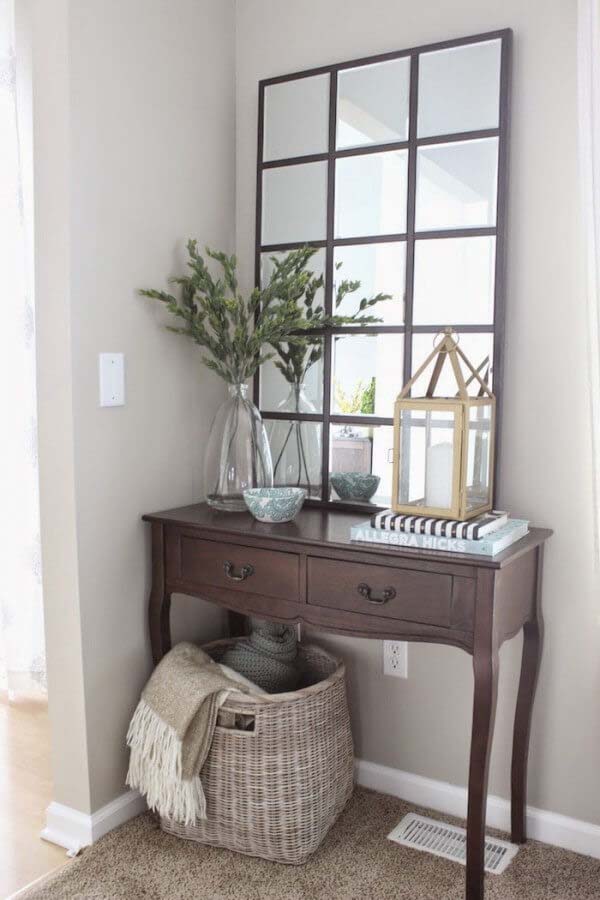 Contemporary Mirror in Square Units #small #entryway #decor #decorhomeideas