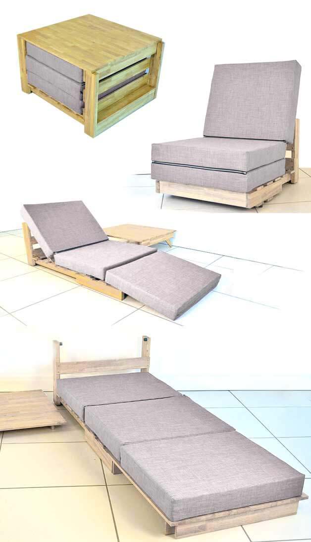 Convertible All-In-One Chair, Bed, and Table #hideaway #projects #decorhomeideas