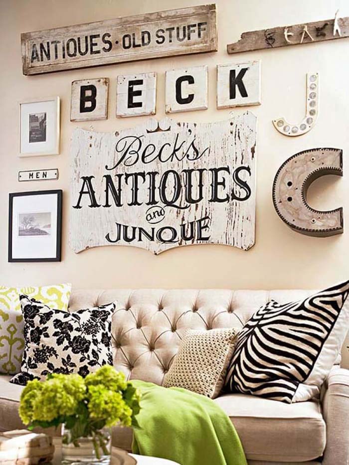 Cream Display with Antique Statement Pieces #wall #gallery #decor #decorhomeideas