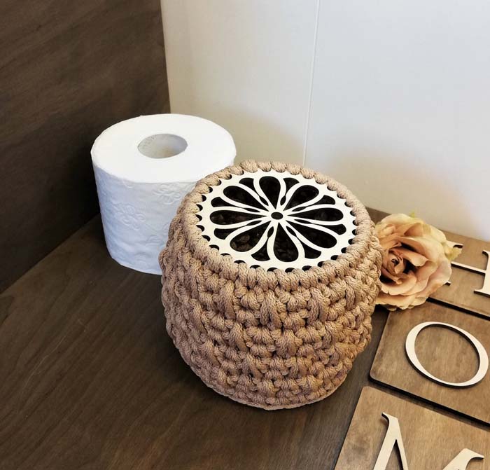 Crochet Toilet Paper Cover #farmhouse #vintage #storage #decorhomeideas