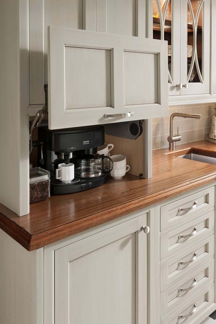 Custom Cabinet Coffee Station #hideaway #projects #decorhomeideas