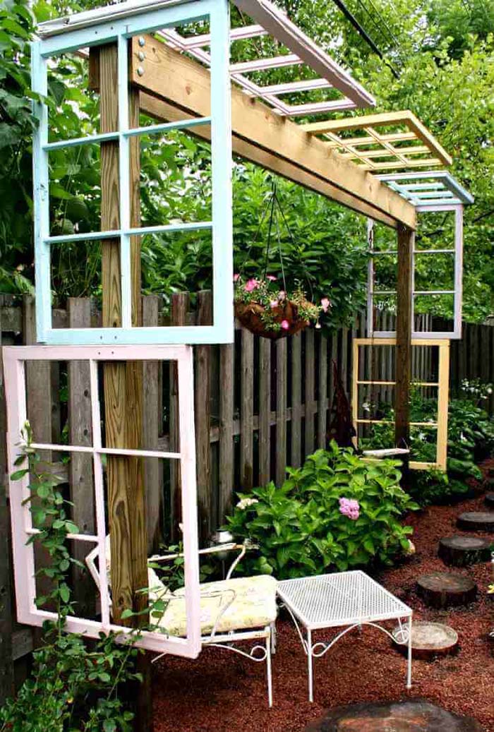 Decorate an Arbor with Window Frames #old #window #garden #decorhomeideas