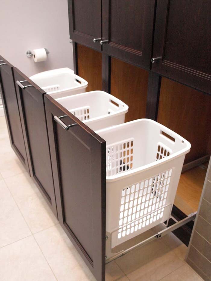 Dirty Laundry Storage in Bathroom #hideaway #projects #decorhomeideas