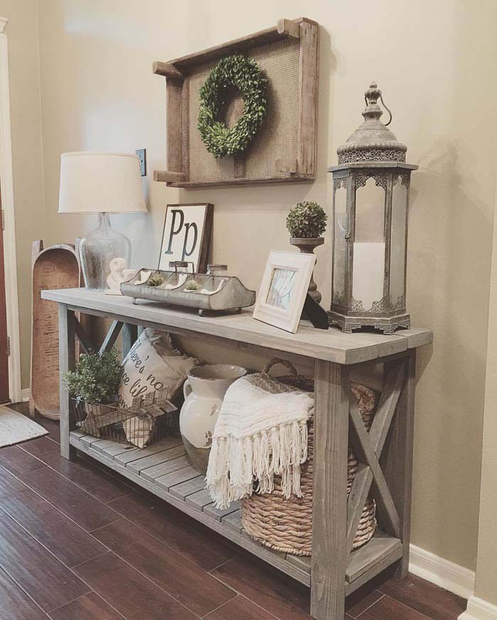 DIY Farmhouse Console Table #entry #table #decorhomeideas