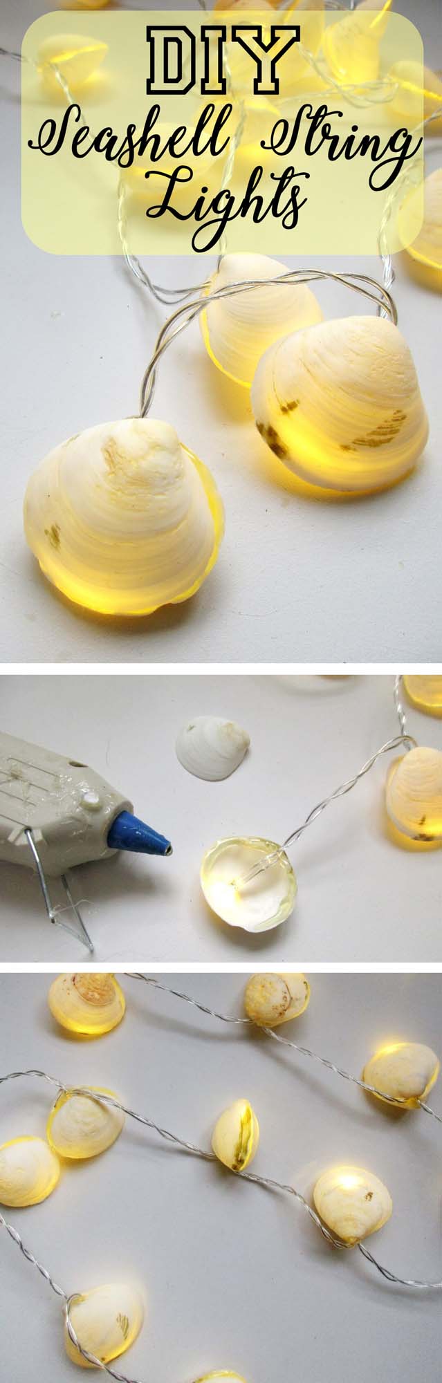 DIY Seashell String Lights #diy #seashell #decor #decorhomeideas