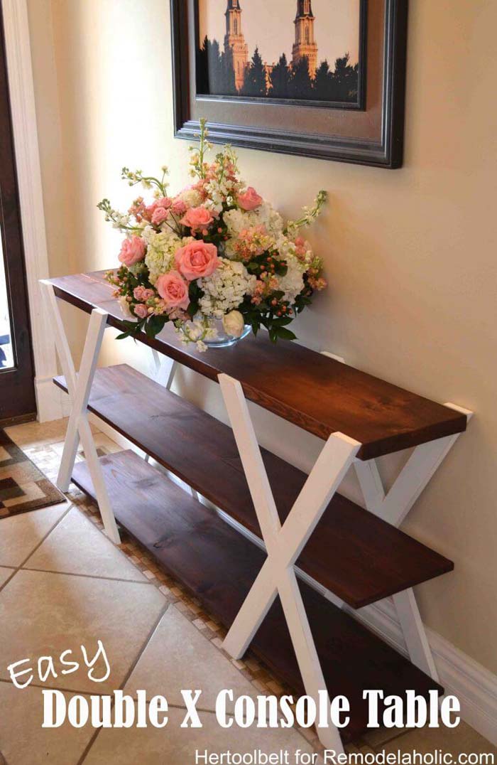 Double X Farmhouse Console Table #entry #table #decorhomeideas