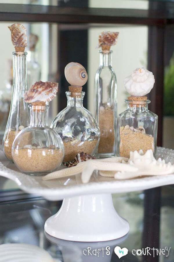 Easy To Make Decorative Seashell Bottles #diy #seashell #decor #decorhomeideas