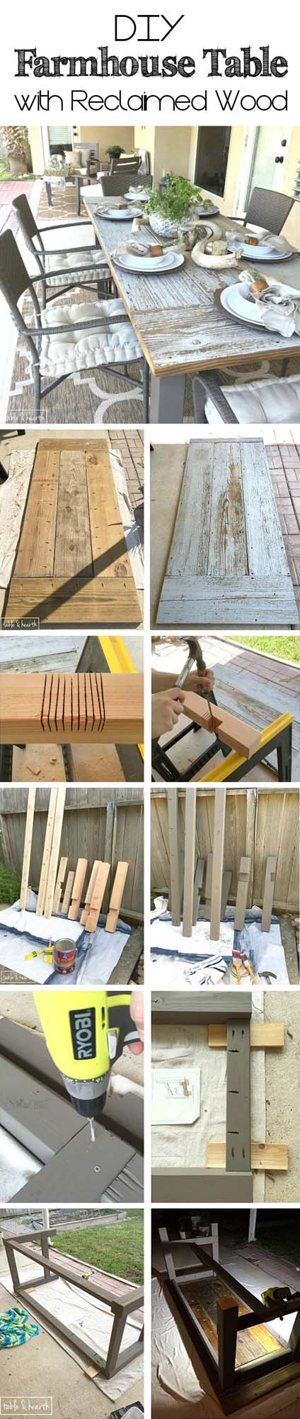 DIY Farmhouse Dining Table With Reclaimed Wood #diy #farmhouse #table #decorhomeideas