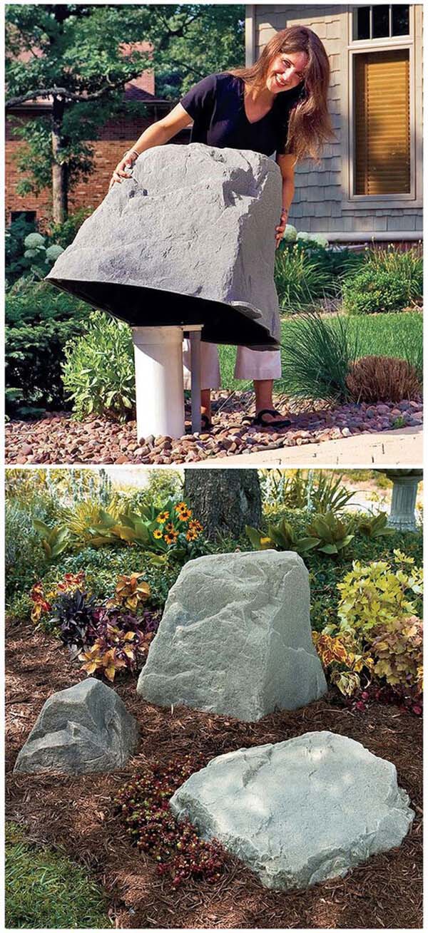 Faux Rocks Cover Pipes #outdoor #hiding #ideas #decorhomeideas