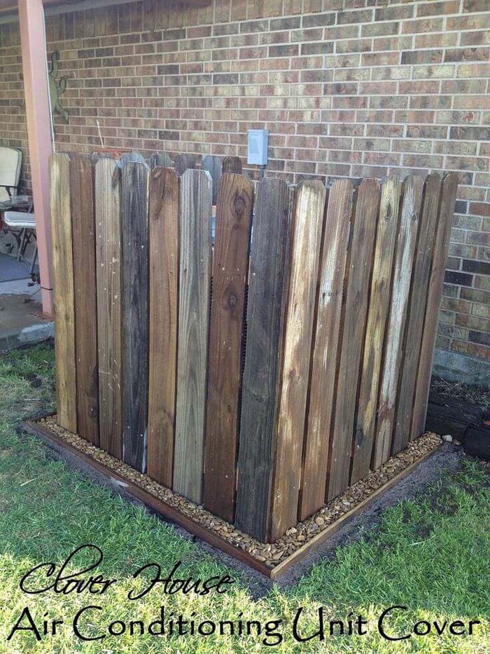 Fence Picket AC Unit Cover #outdoor #hiding #ideas #decorhomeideas