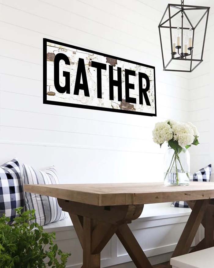 Gather Vintage Sign Canvas Wall Art #farmhouse #sign #decorhomeideas