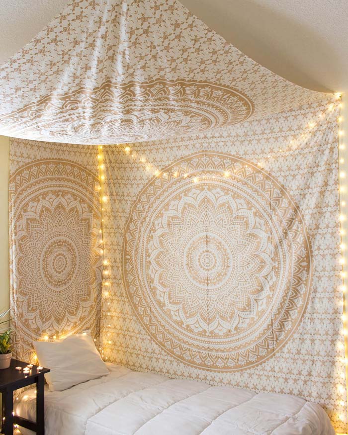 Gold Glimmer Tapestry #bedroom #wall #decor #decorhomeideas