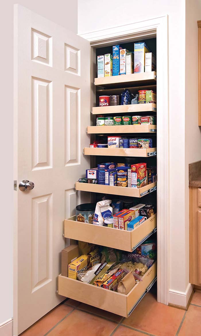 Graduated Sliding Drawers in the Pantry #pantry #storage #organization #decorhomeideas