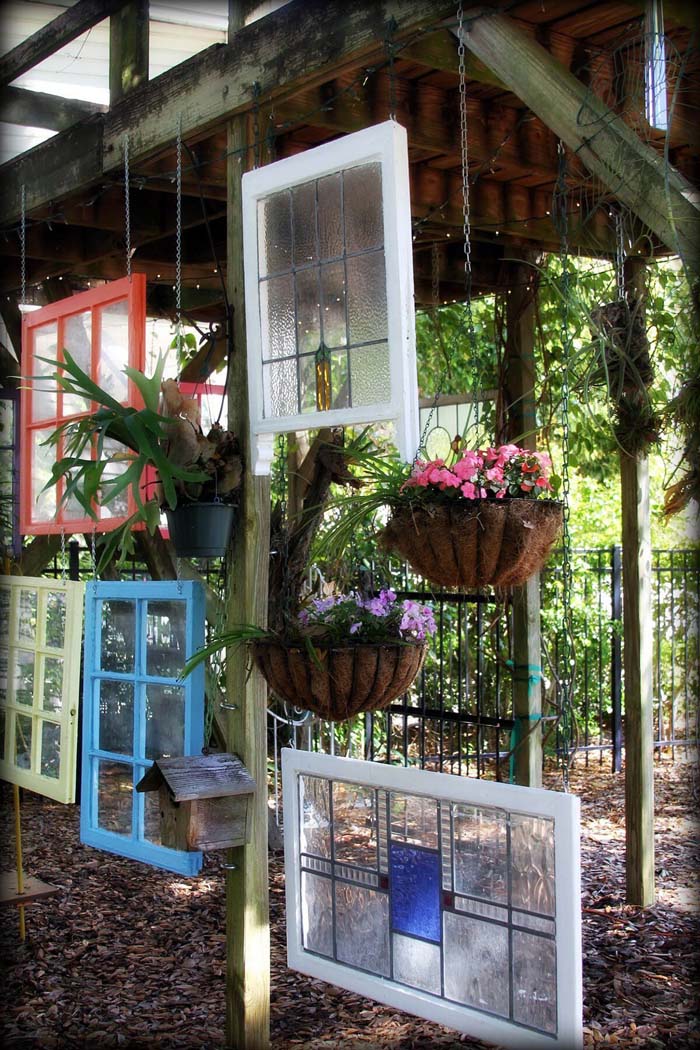 Hang Assorted Frames Under your Deck #old #window #garden #decorhomeideas