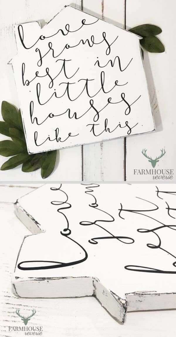 House Shaped Sign with Sweet Saying #farmhouse #sign #decorhomeideas