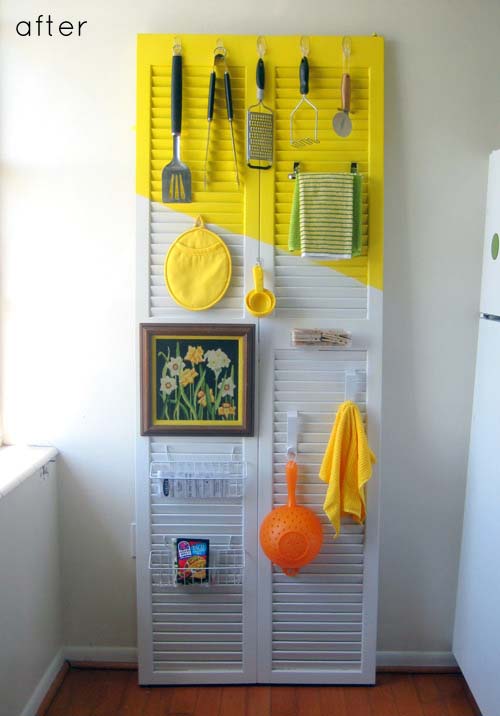 Kitchen Shutter Organizer #shutter #repurpose #decor #decorhomeideas