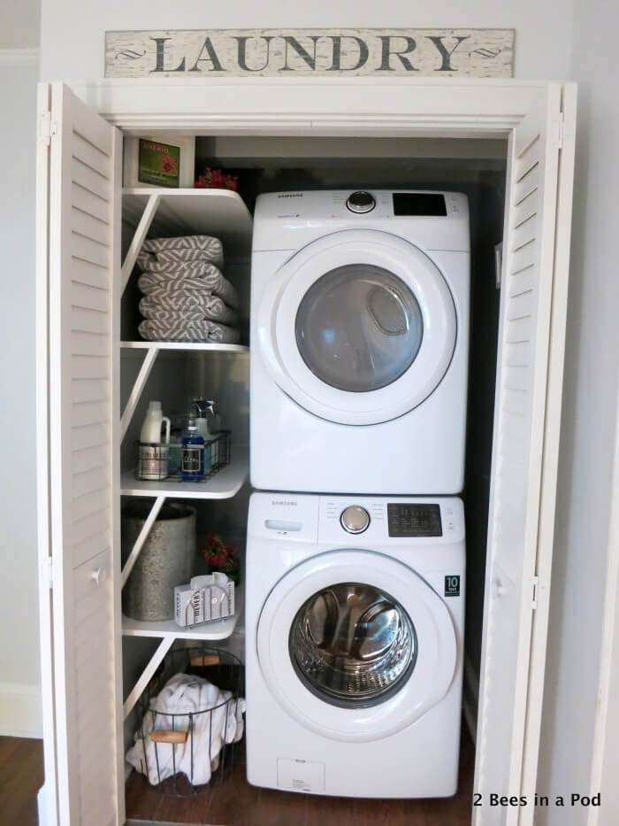 Laundry Closet Makeover #laundry #vintage #decor #decorhomeideas