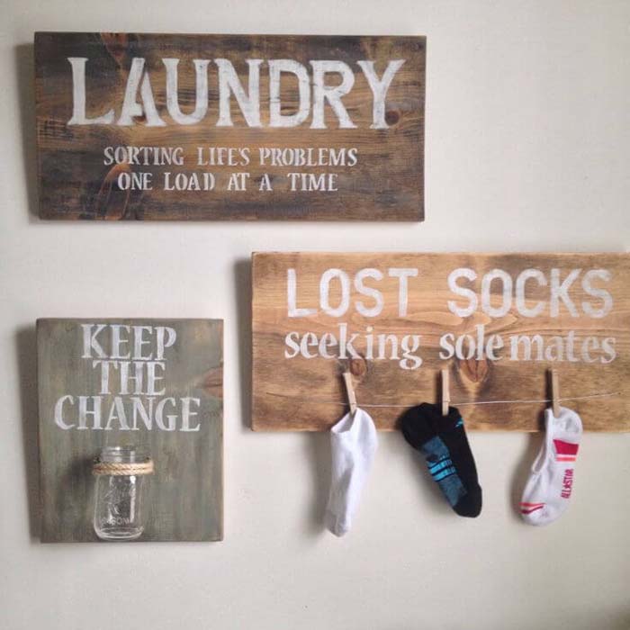 Lost Sock and Change Laundry Room Organizers #laundry #vintage #decor #decorhomeideas