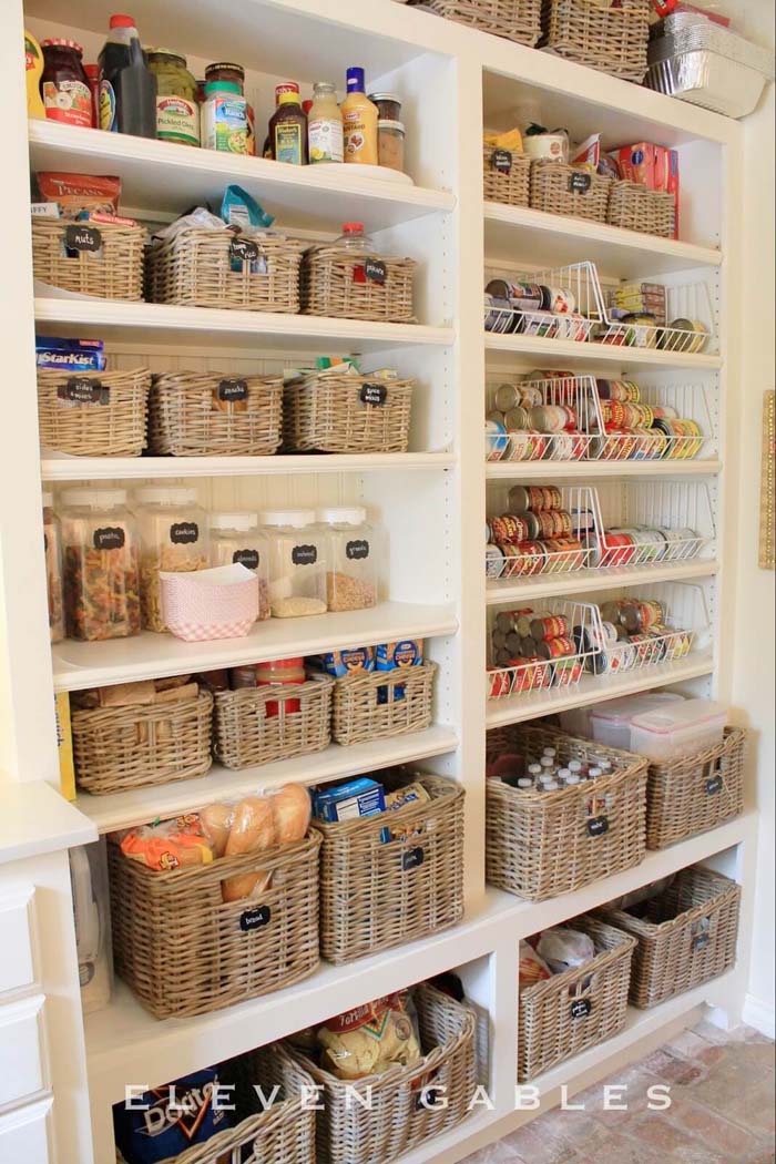 Lots of Square Baskets on Shelves #pantry #storage #organization #decorhomeideas