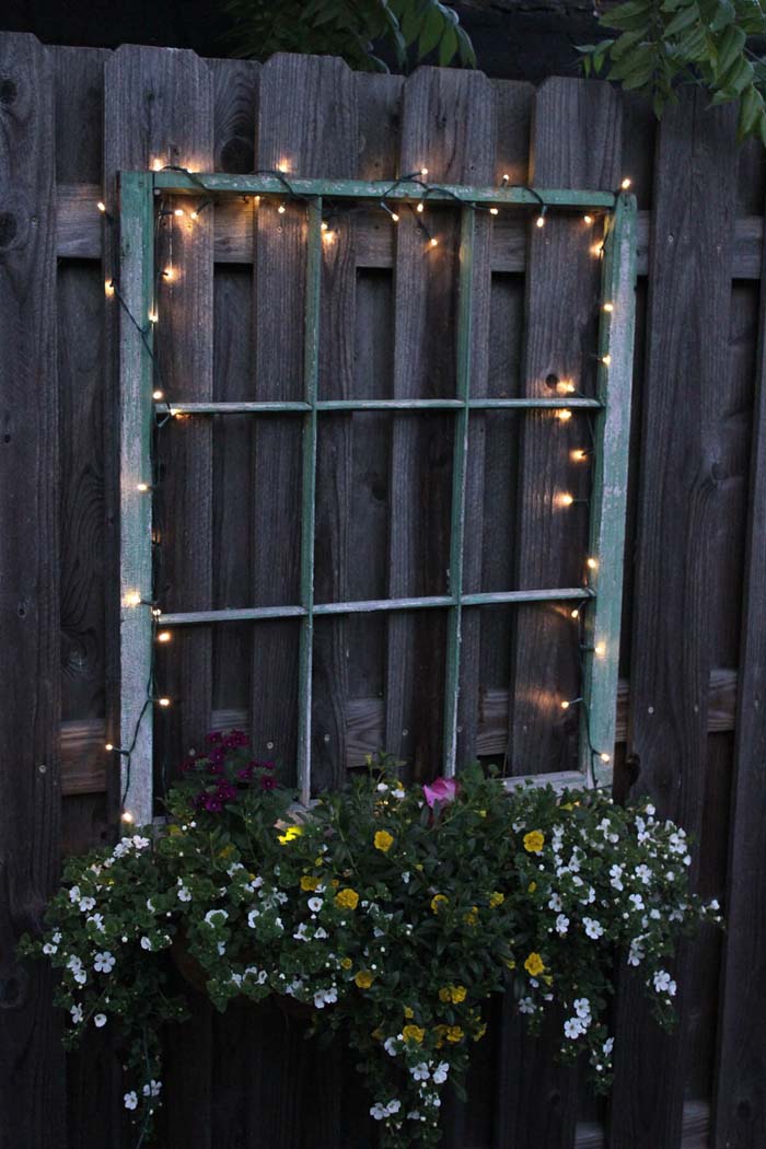 Magical Fairy Lights and Hanging Flowers #old #window #garden #decorhomeideas