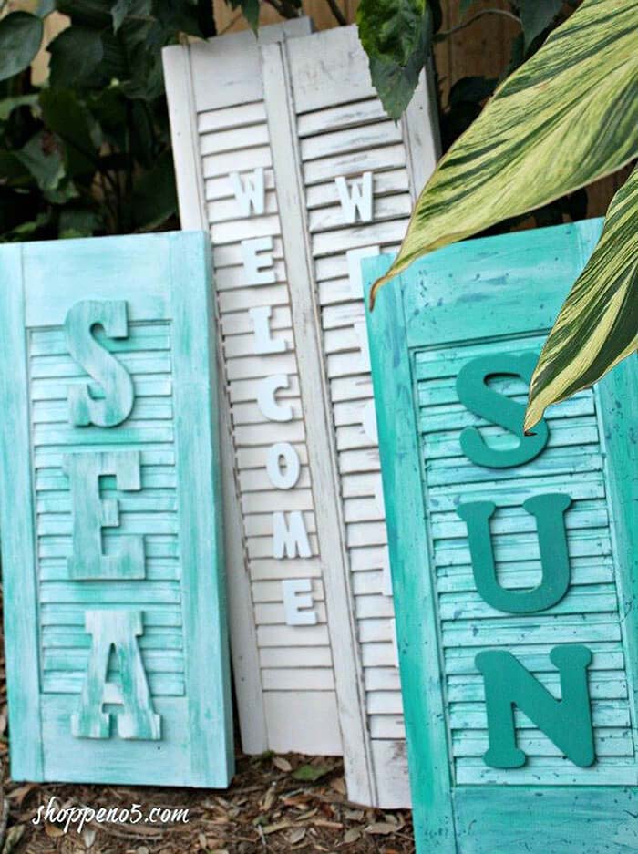 Make Word Art With A Shutter #shutter #repurpose #decor #decorhomeideas