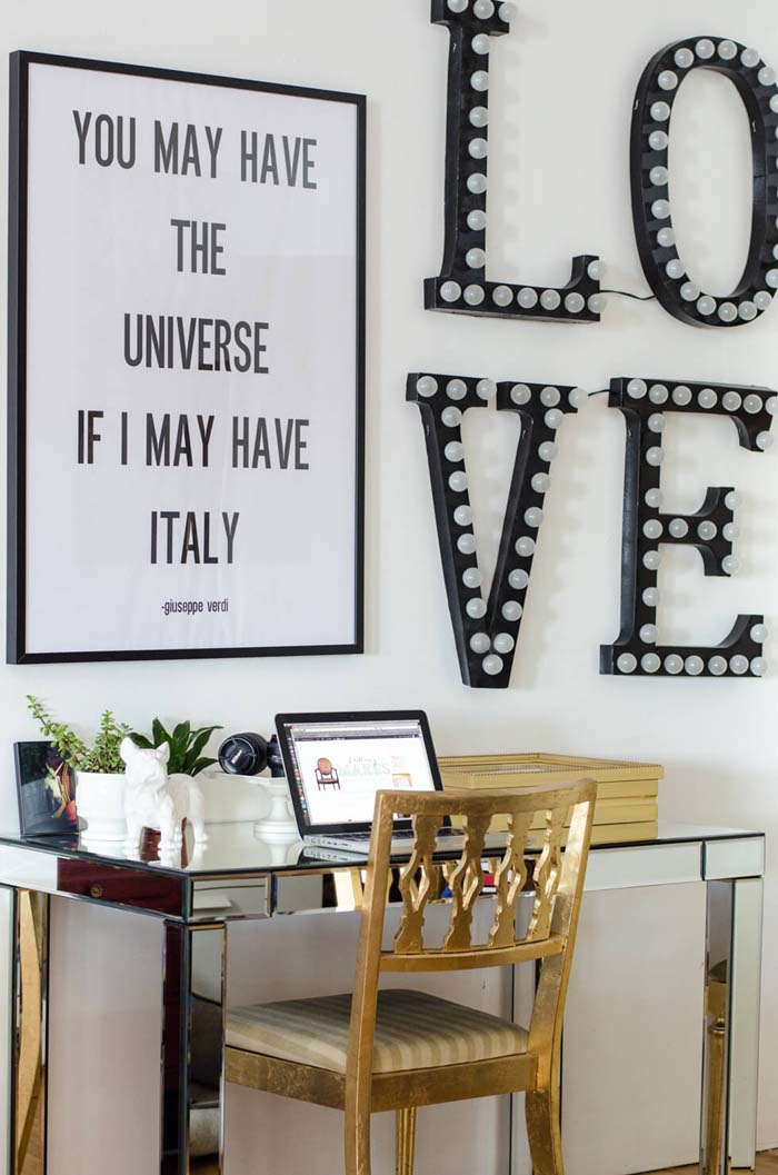 Marquee Letters Light Up the Room #wall #gallery #decor #decorhomeideas