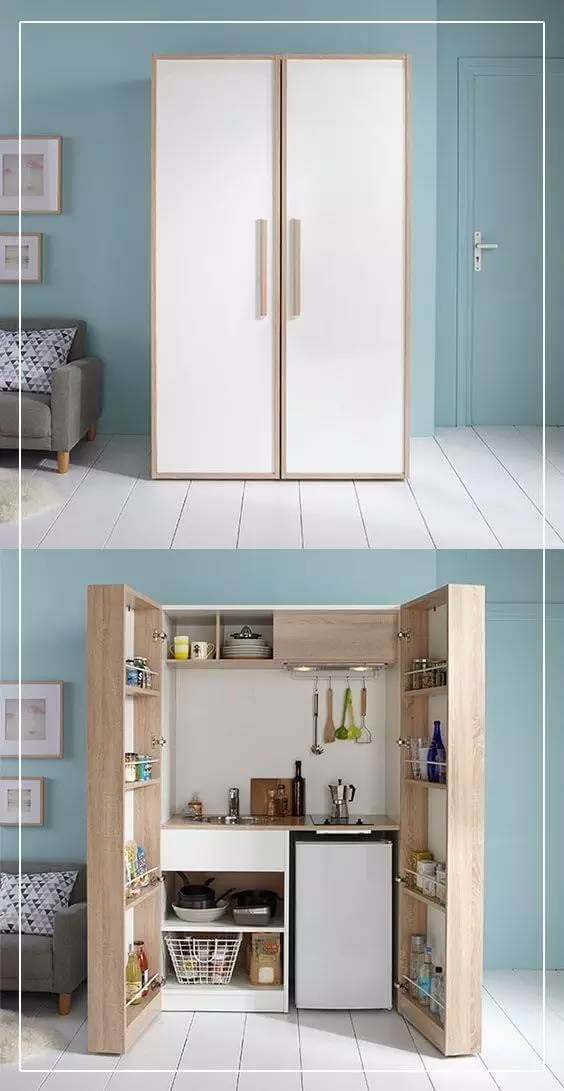 Micro Kitchen Hidden in a Cabinet #hideaway #projects #decorhomeideas