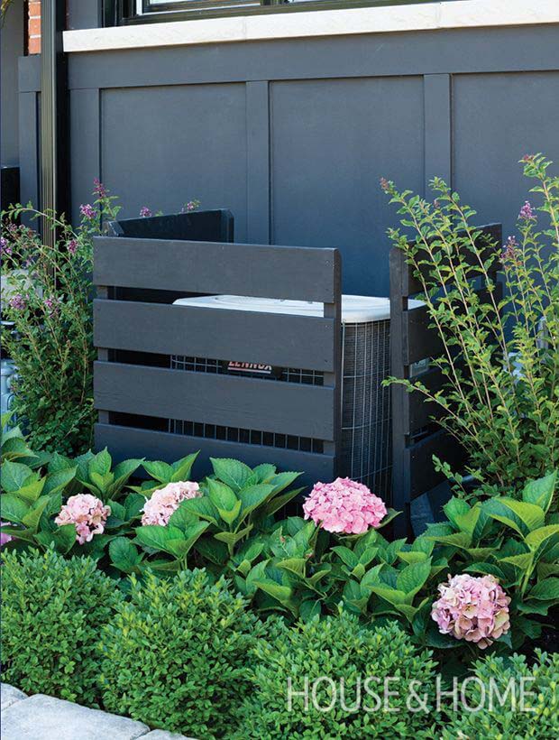 Modern Dark Stained  AC Unit Box #outdoor #hiding #ideas #decorhomeideas