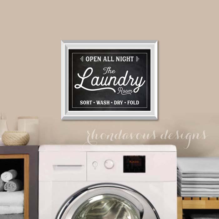 Open All Night Laundry Room Print #laundry #vintage #decor #decorhomeideas