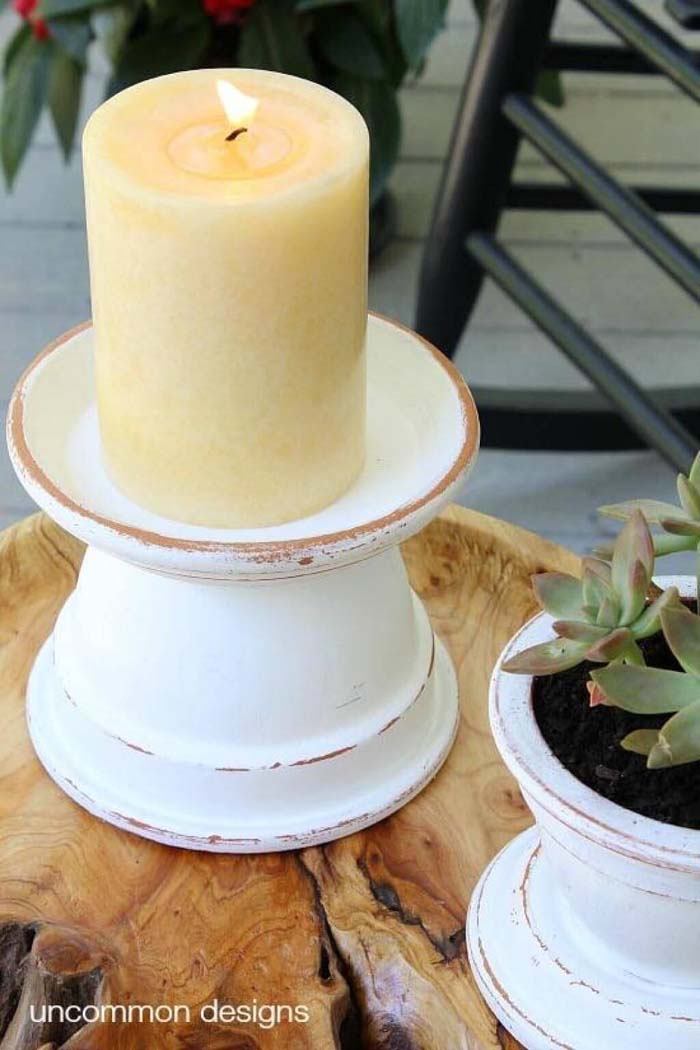 Outdoor Terra Cotta Candle Holders #flowerpot #clay #garden #decorhomeideas