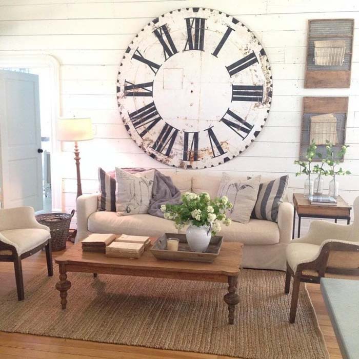 Oversized Clock Display #wall #decor #sofa #decorhomeideas