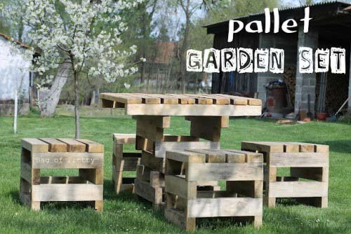 Pallet Garden Set #pallet #garden #furniture #decorhomeideas