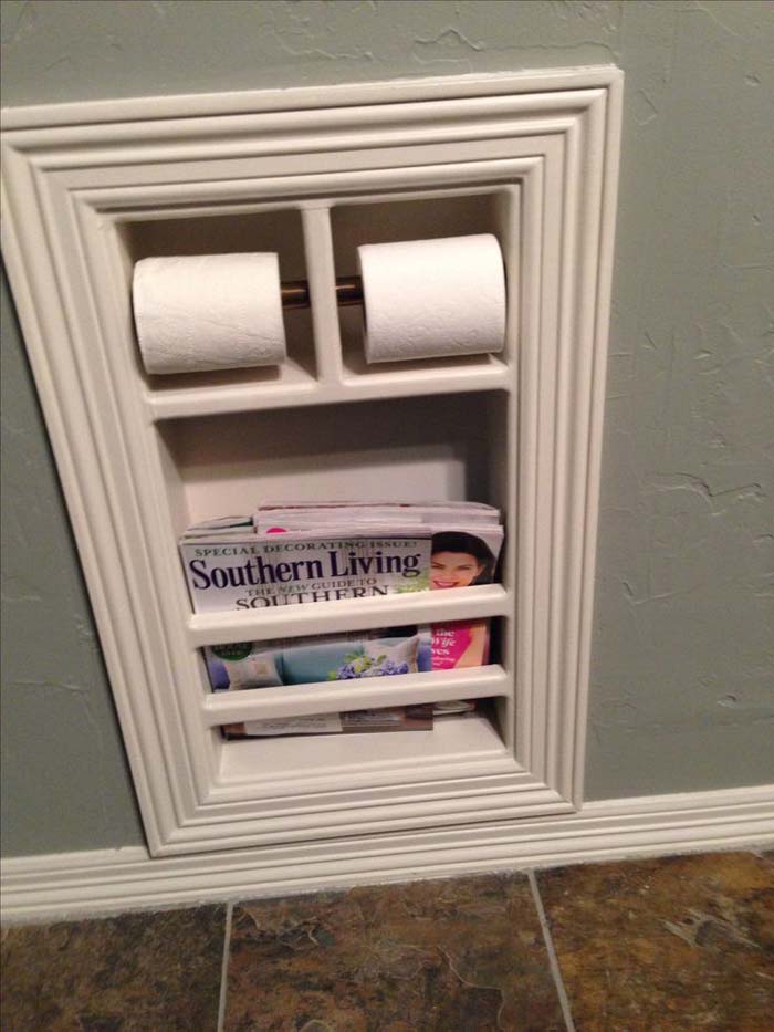 Recessed Wall Niche Roll Holder #diy #toliet #holder #decorhomeideas