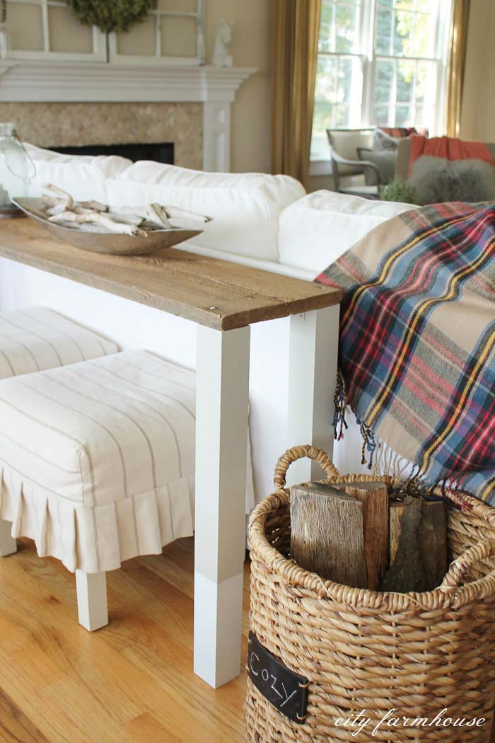 DIY Reclaimed Wood Sofa Table #reclaimed #wood #projects #decorhomeideas