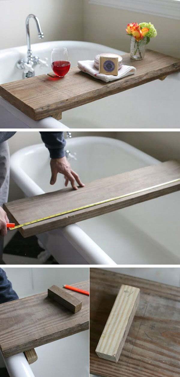 Reclaimed Wooden Bath Tub Tray #reclaimed #wood #projects #decorhomeideas