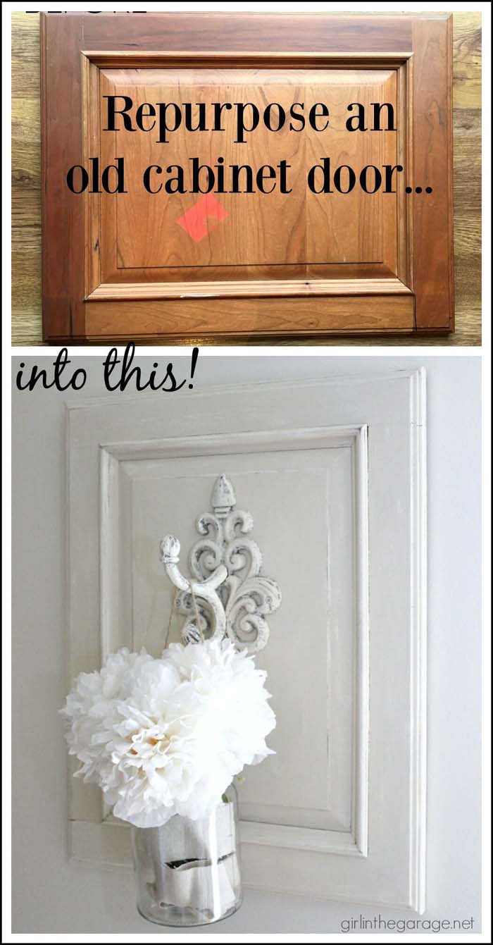 Repurposed Cabinet Door to Chic Wall Decor #repurpose #cabinet #door #decorhomeideas