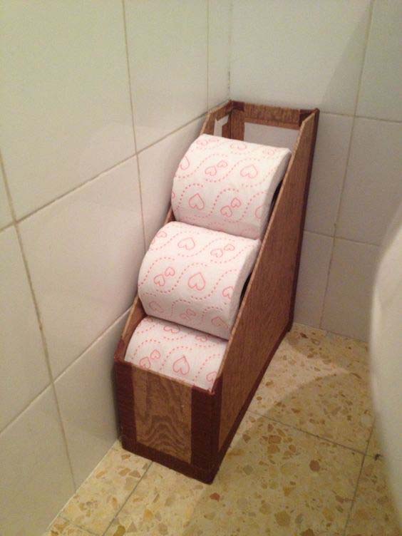 Repurposed Magazine Holder Turned Toilet Paper Storage #diy #toliet #holder #decorhomeideas