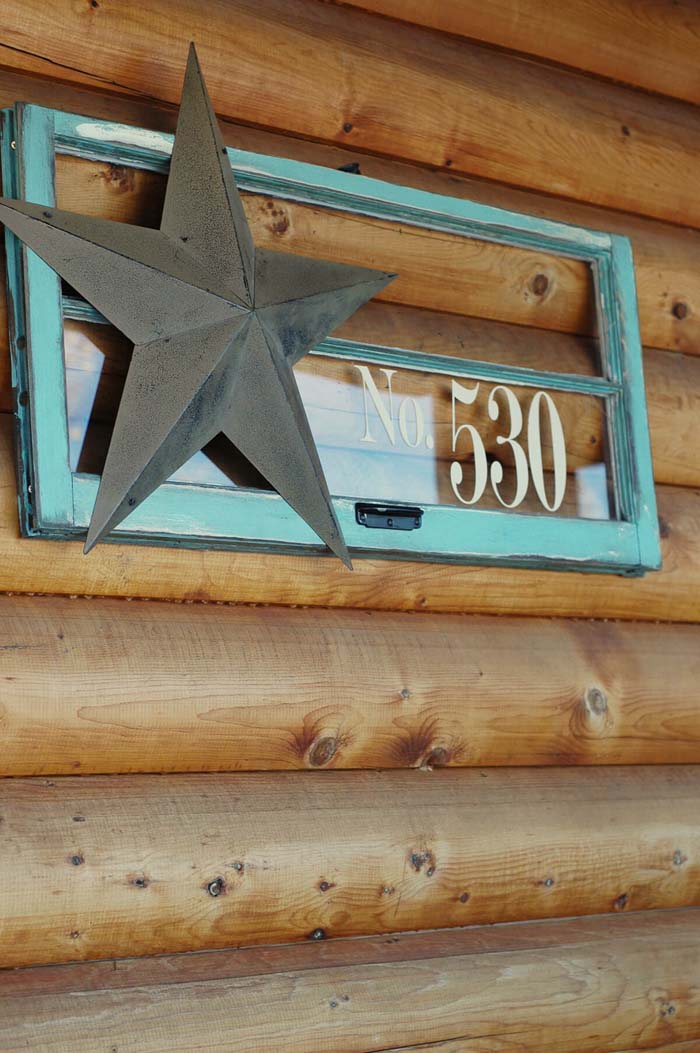 Repurposed Window Display With House Number #old #window #garden #decorhomeideas