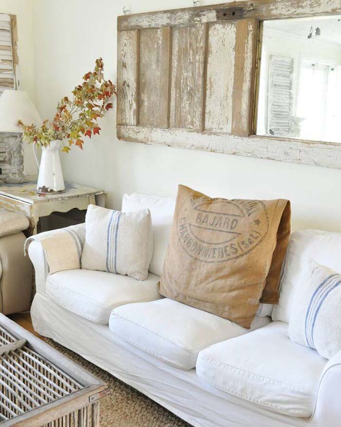 Repurposed Wooden Mirror #wall #decor #sofa #decorhomeideas