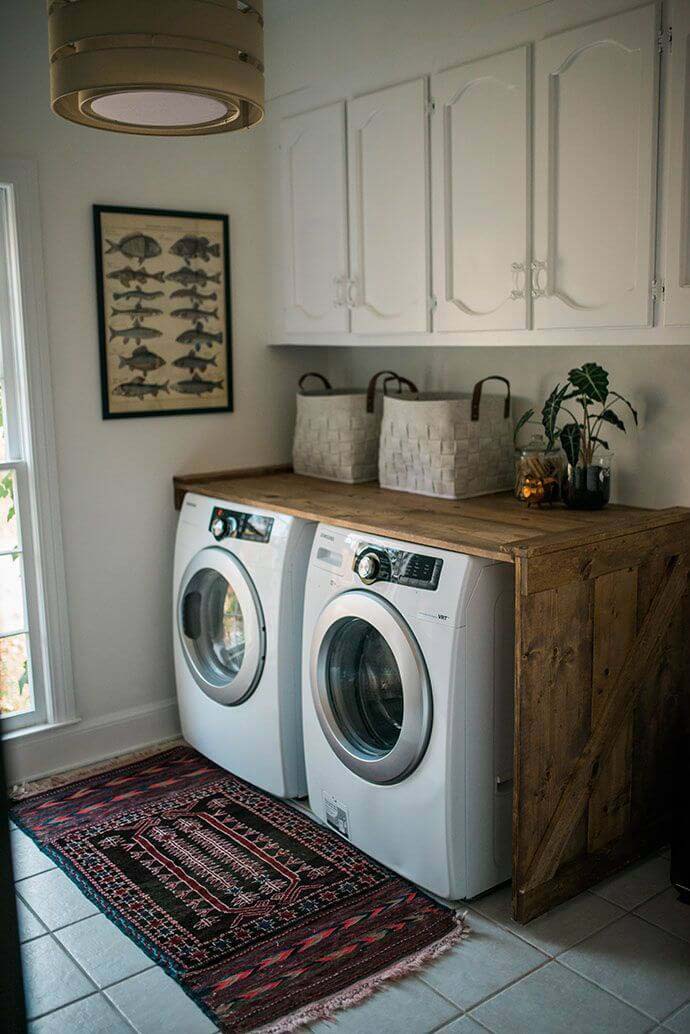 Rustic Wood Crate Laundry Counter #laundry #vintage #decor #decorhomeideas