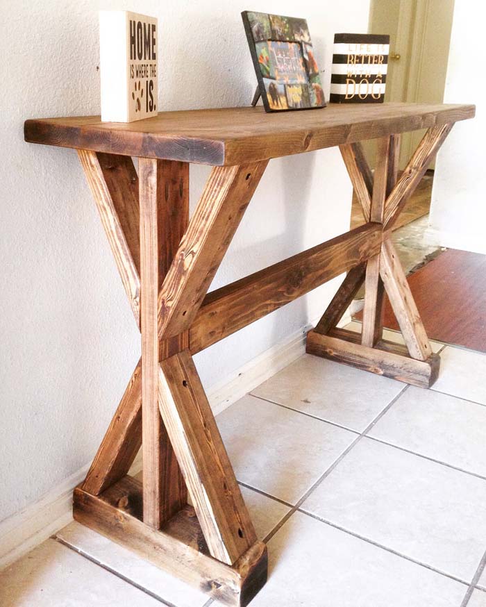 Rustic X-Entryway Table #entry #table #decorhomeideas