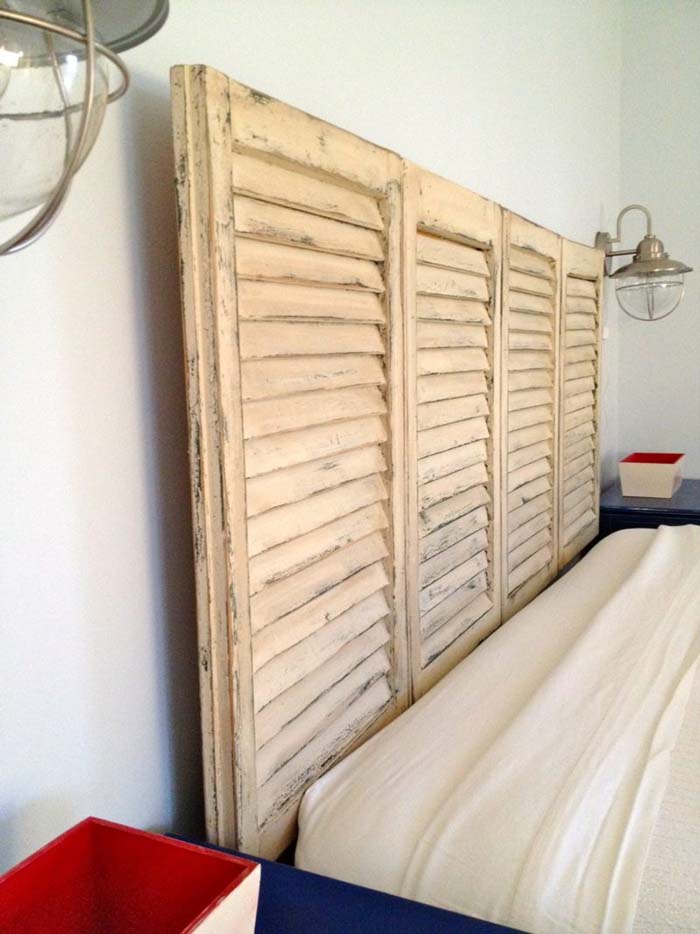 Shutter Headboard #shutter #repurpose #decor #decorhomeideas