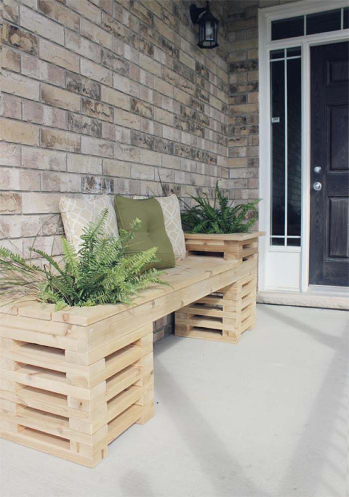 Simple DIY Chedar Bench #porch #decorartion #decorhomeideas